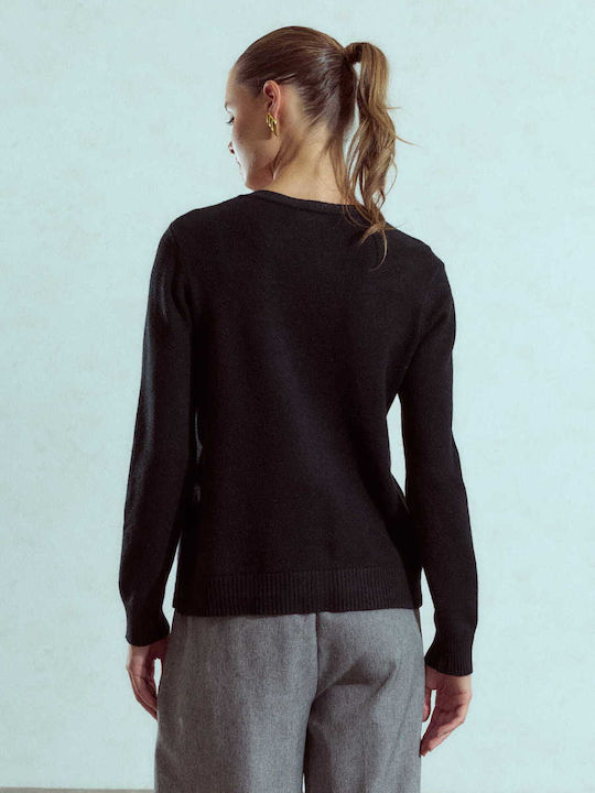 Celestino Cardigan Pentru Femei Strass Cu Nasturi Negru