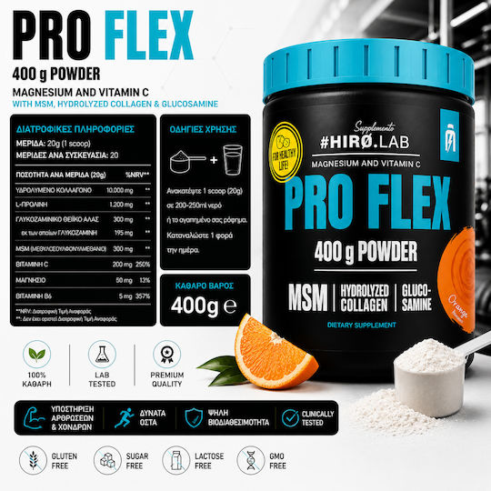 Hiro.Lab PRO Flex Powder 400g Orange with Collagen, Glucosamine & MSM