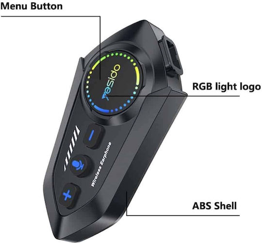 Yesido VC19 Einzelne Gegensprechanlage für Motorradhelm mit Bluetooth