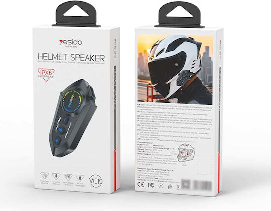 Yesido VC19 Einzelne Gegensprechanlage für Motorradhelm mit Bluetooth