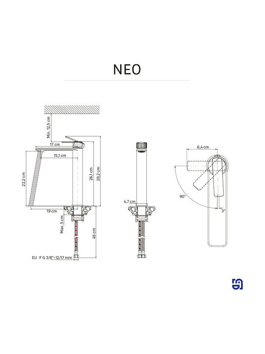 Sensea Neo Baterie de chiuvetă amestecare înaltă neagră