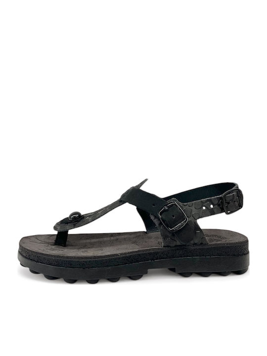 Marlena Leather Women's Flat Sandals Black Mosaic