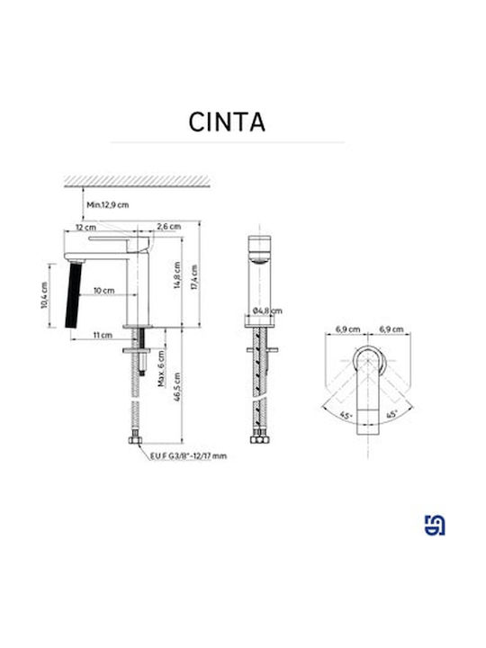 Sensea Baterie amestecare pentru chiuvetă argintie Cinta
