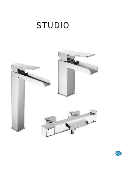 Sensea Studio Cascade Baterie de chiuvetă amestecare înaltă argintie