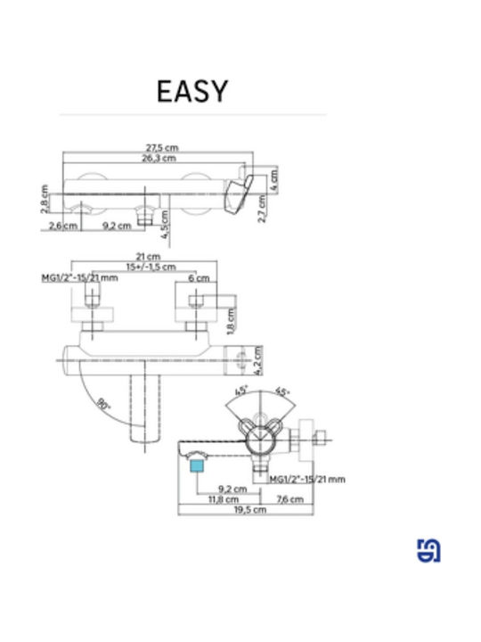 Sensea Easy Mischbatterie für Badewanne Silber