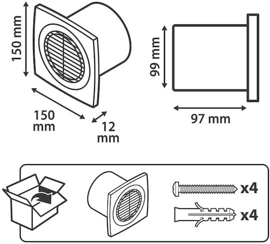 Equation Wall Bathroom Ventilator 100mm White