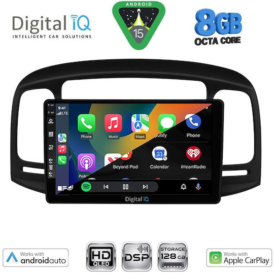 Digital IQ Автомобилна Аудио Система за Hyundai Accent 2005-2012 (Bluetooth/USB/Вграден Wi-Fi/GPS/Apple CarPlay/Android Auto) с Touch Screen 9"