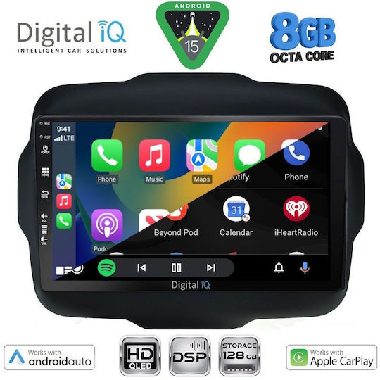 Digital IQ Автомобилна Аудио Система за Jeep Renegade 2014-2025 с Clima (Bluetooth/USB/Вграден Wi-Fi/GPS/Apple CarPlay/Android Auto) с Touch Screen 9"