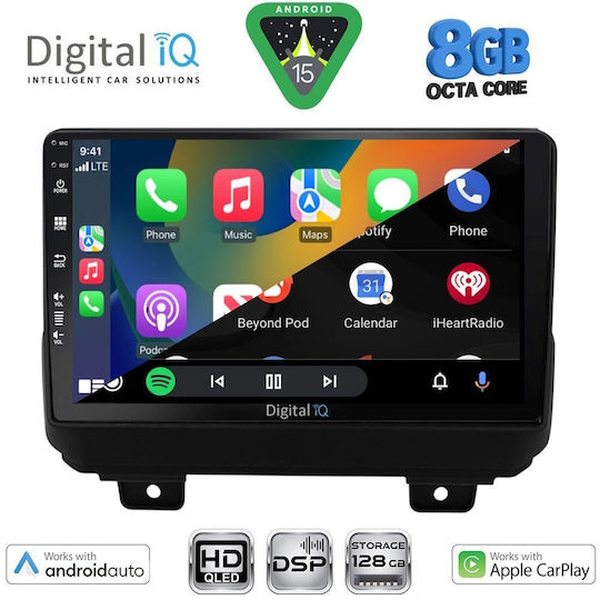 Digital IQ Автомобилна Аудио Система за Jeep Wrangler 2018-2026 (Bluetooth/USB/Вграден Wi-Fi/GPS/Apple CarPlay/Android Auto) с Touch Screen 9"