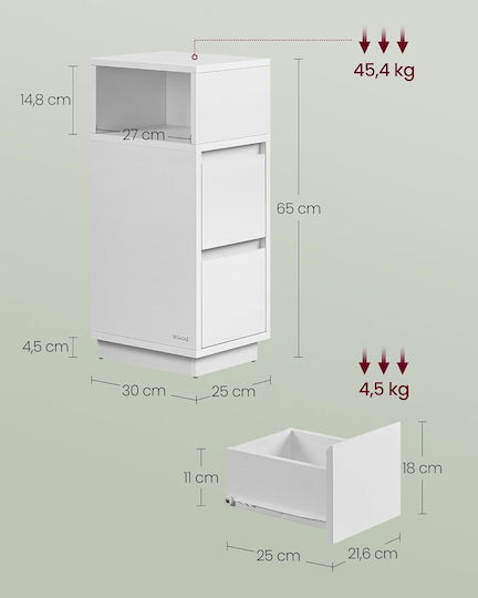 Ξύλινα Λευκά 2τμχ 30x25x65cm Ξύλινα Λευκά 2τμχ 30x25x65cm
