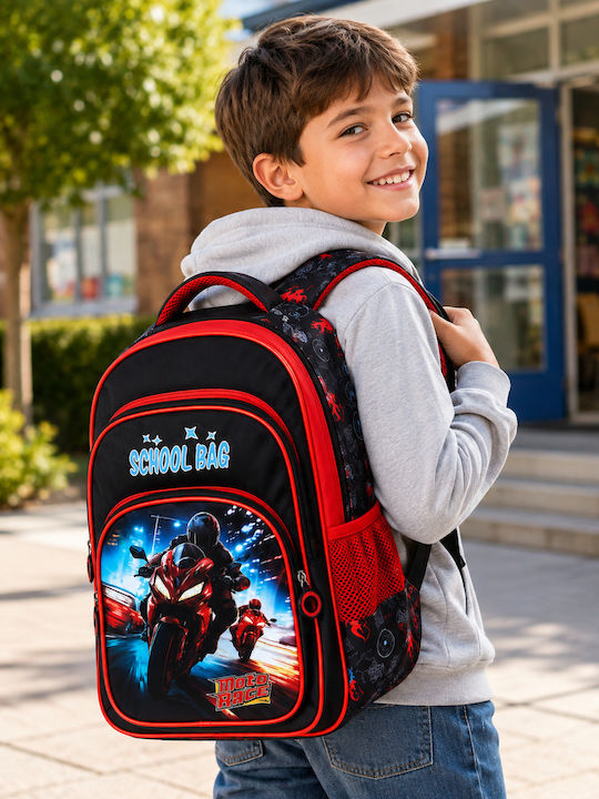 School Backpack With Water Bottle Holder Red 31 x 31 x 43cm