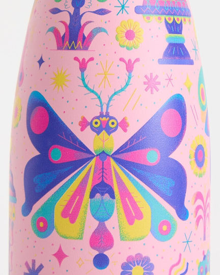 Chilly's Rostfreier Stahl Kinder Trinkflasche mit Stroh Mystic Garden 350ml