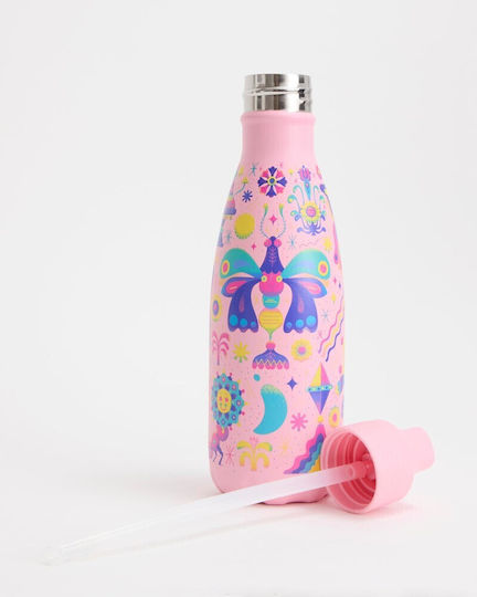 Chilly's Rostfreier Stahl Kinder Trinkflasche mit Stroh Mystic Garden 350ml