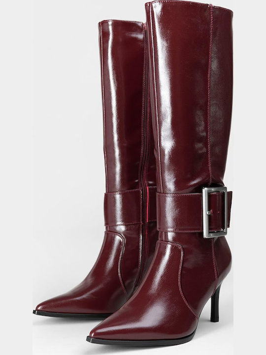 Damenstiefel mit Hochabsatz Burgundisch
