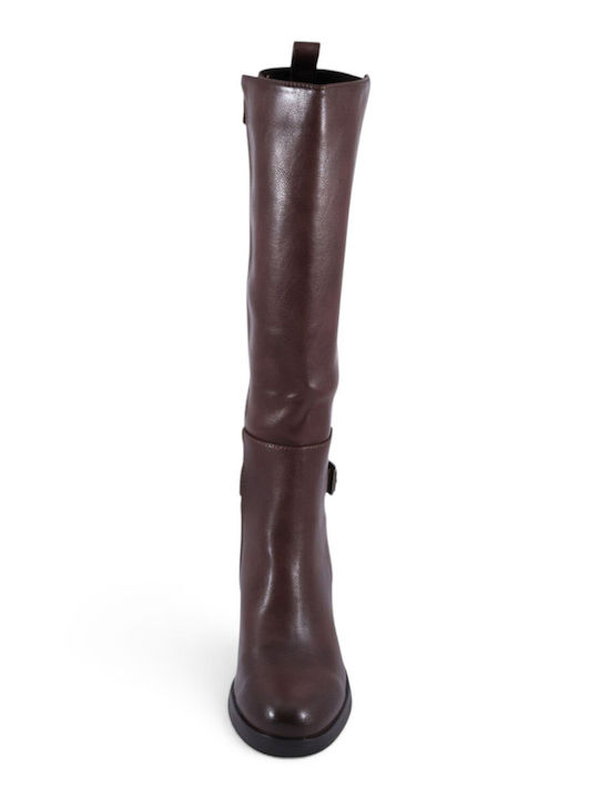 Damenstiefel mit Mittelhohem Absatz und Gummi Braune