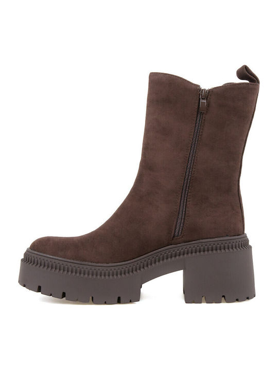 Suede Women's Chelsea Ankle Boots Brown
