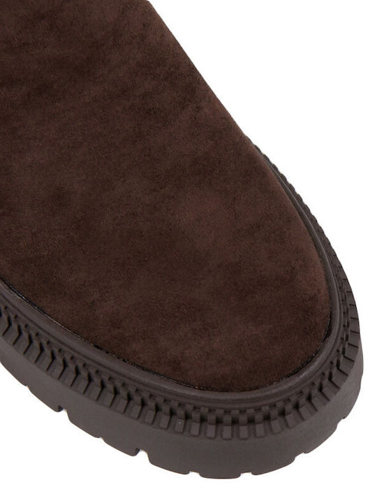 Suede Women's Chelsea Ankle Boots Brown