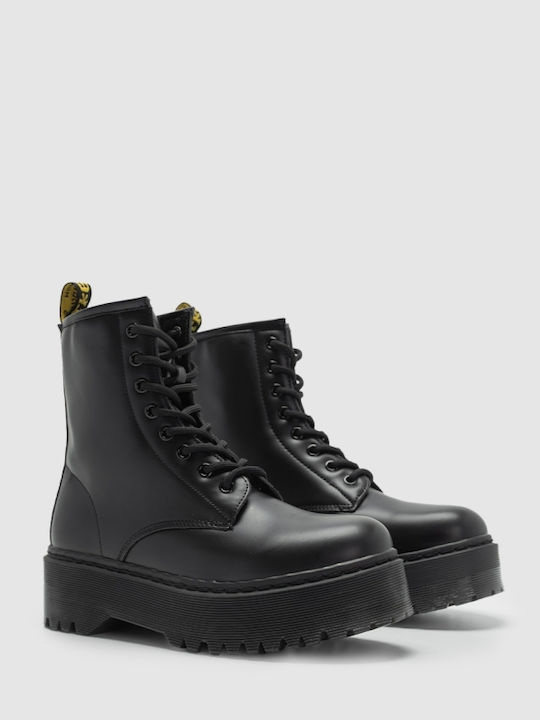 Damen Kampfstiefel Schwarz