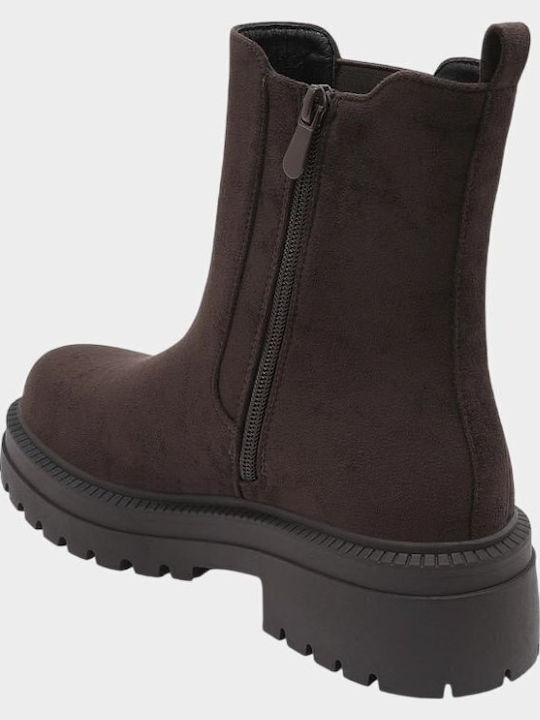 Wildleder Damen Chelsea-Stiefel Braune