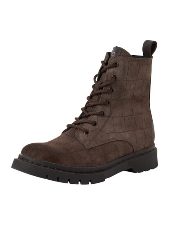 Leder Damen Kampfstiefel Braun