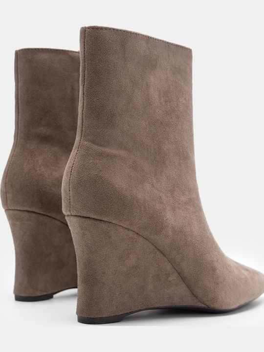 Suede Stiefeletten Damen mit Plattform Beigen