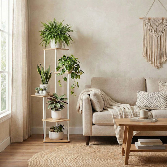 Edaxo Метална Поставка За Саксия Бяла 30x30x106см
