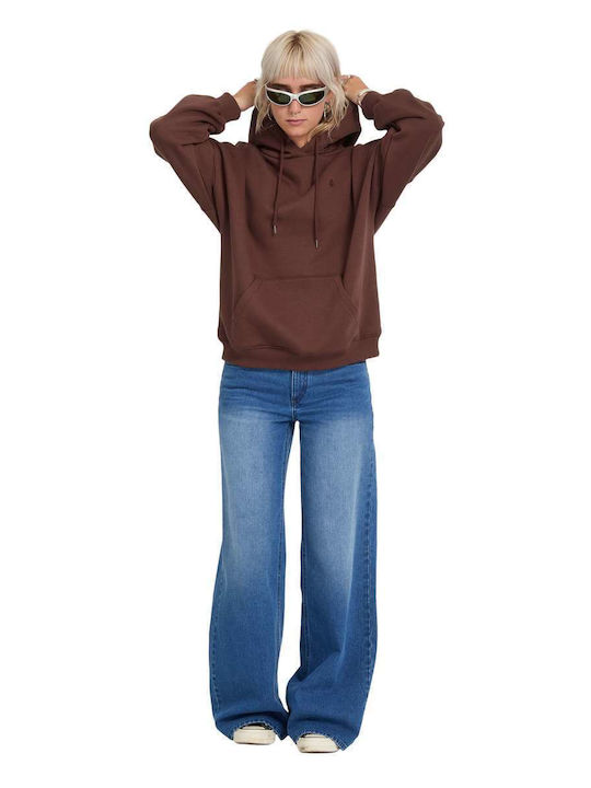 Long Women's Hooded Sweatshirt Tobacco Brown
