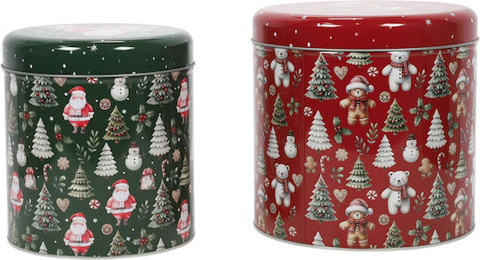 Home Styling Collection Decorațiune De Crăciun Set De Crăciun Containere Metalice În Diverse Mărimi 2 Bucăți