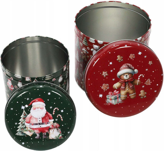 Home Styling Collection Decorațiune De Crăciun Set De Crăciun Containere Metalice În Diverse Mărimi 2 Bucăți