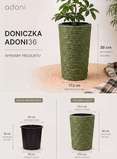 Adoni Kunststoff Blumentopf Grün 22x36cm