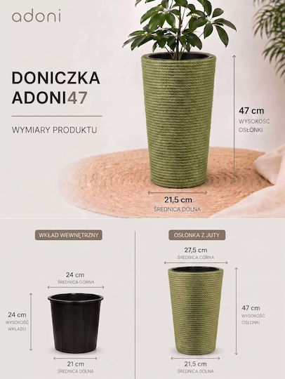 Adoni Kunststoff Blumentopf Grün 28x47cm