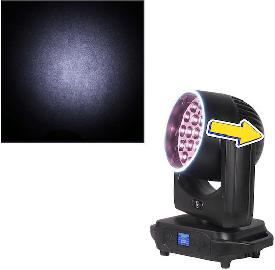 Light4me Sky Wash 19x15w RGBW Роботска Глава Сценично Фото Осветление Пръстен Ефект 19x15w RGBW LED + 60x0.3w RGB SMD LED Omega Монтажна Скоба