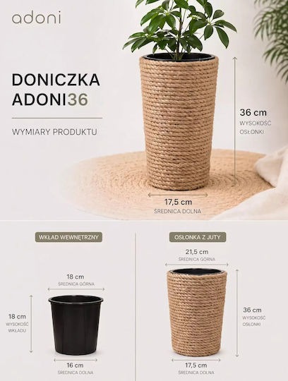 Adoni Kunststoff-Blumentopf Juta 36x22x36cm