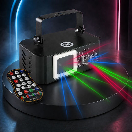 Light4me Парти Лазерен 1 Лазерен Проектор Сканиращ Фото Осветление RGB DMX 30 Kpps Графични Ефекти Анимации Безжично Дистанционно Управление Монтажна Конзола Активиране със Звук