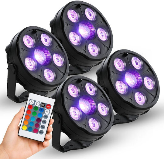 Light4me 4par Комплект Ir 4-Светлинен Rgb Led Par Комплект Парти Dj Осветление Безжично Дистанционно Управление Монтажни Скоби Ac Захранване