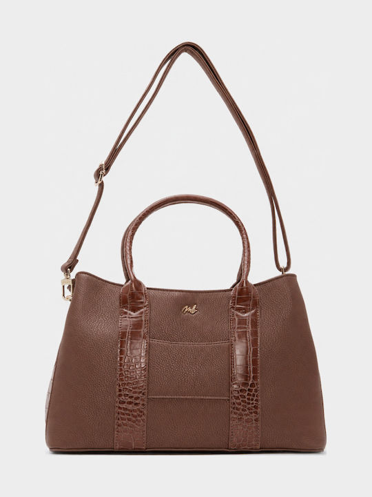 Fabric Women's Handbag Crossbody Croco Brown