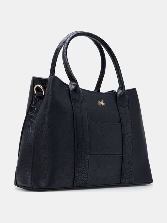 Fabric Women's Handbag Crossbody Croco Black