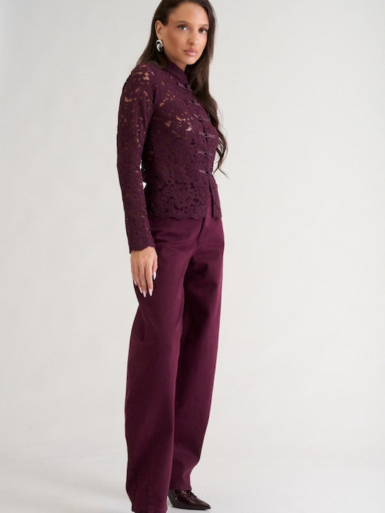Women's Jean Pants Burgundy