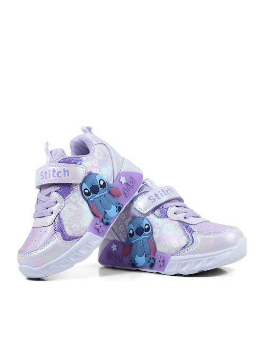 Stitch Kids Sneakers Anatomic with Hoop & Loop Closure & with Lights Lilac