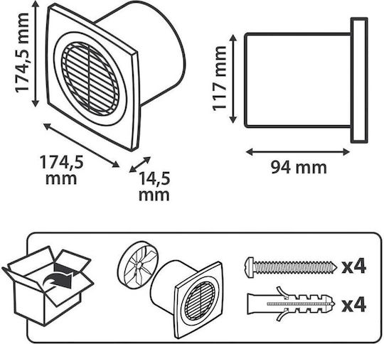 Equation Ventilator De Perete / Tavan Diametru 120mm