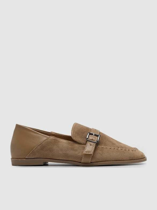Wildleder Damen Mokassins in Beige Farbe