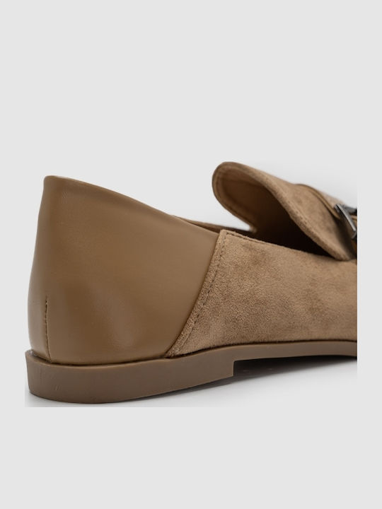 Wildleder Damen Mokassins in Beige Farbe
