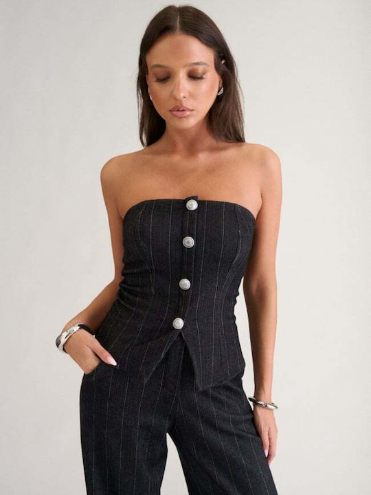 Women's Black Kit with Striped Trousers