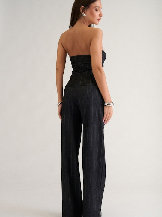 Women's Black Kit with Striped Trousers
