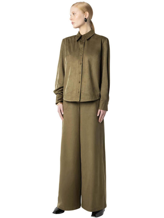 Moutaki Women's Leather Pantaloons Khaki