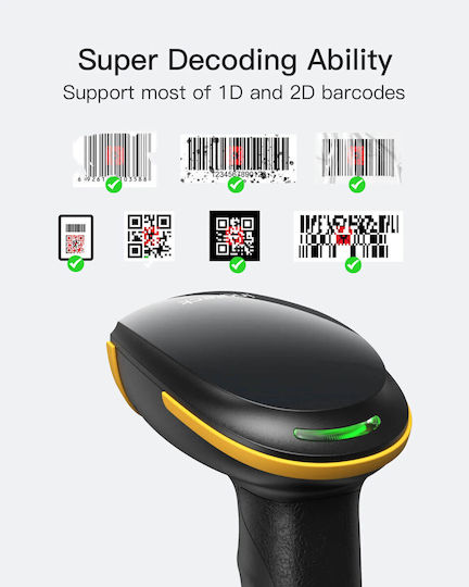 Inateck Scanner Χειρός Ασύρματο με Δυνατότητα Ανάγνωσης 2D και QR Barcodes