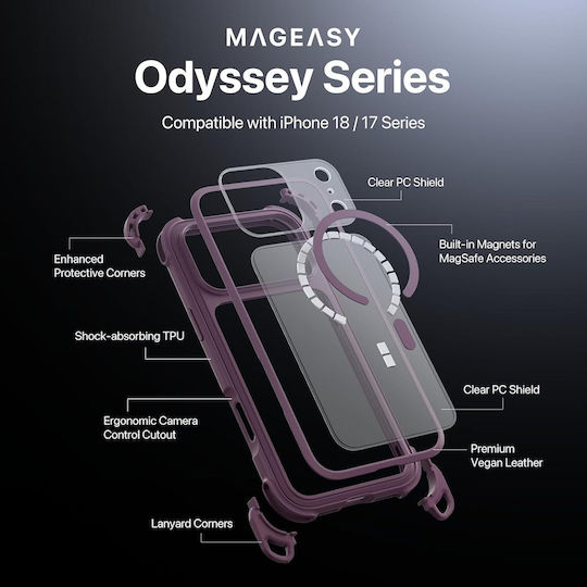 Калъф Mageasy Odyssey Каишка За Врата Rugged Lanyard Съвместим С Magsafe Nebula Iphone 18 Pro Max/17 Pro Max