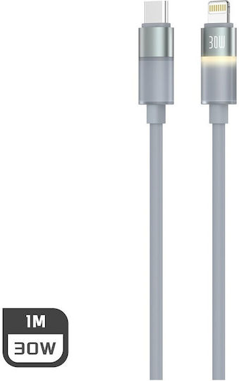 MLK+ LED USB-C to Lightning Cable 30W Grey 1m