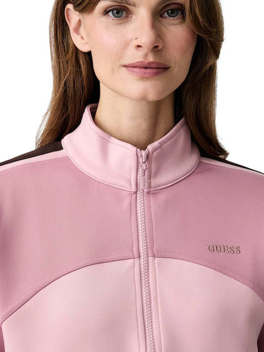 Lange Gestrickte Damen Strickjacke mit Reissverschluss Rosa