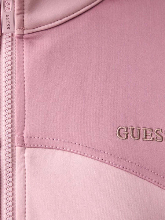 Lange Gestrickte Damen Strickjacke mit Reissverschluss Rosa